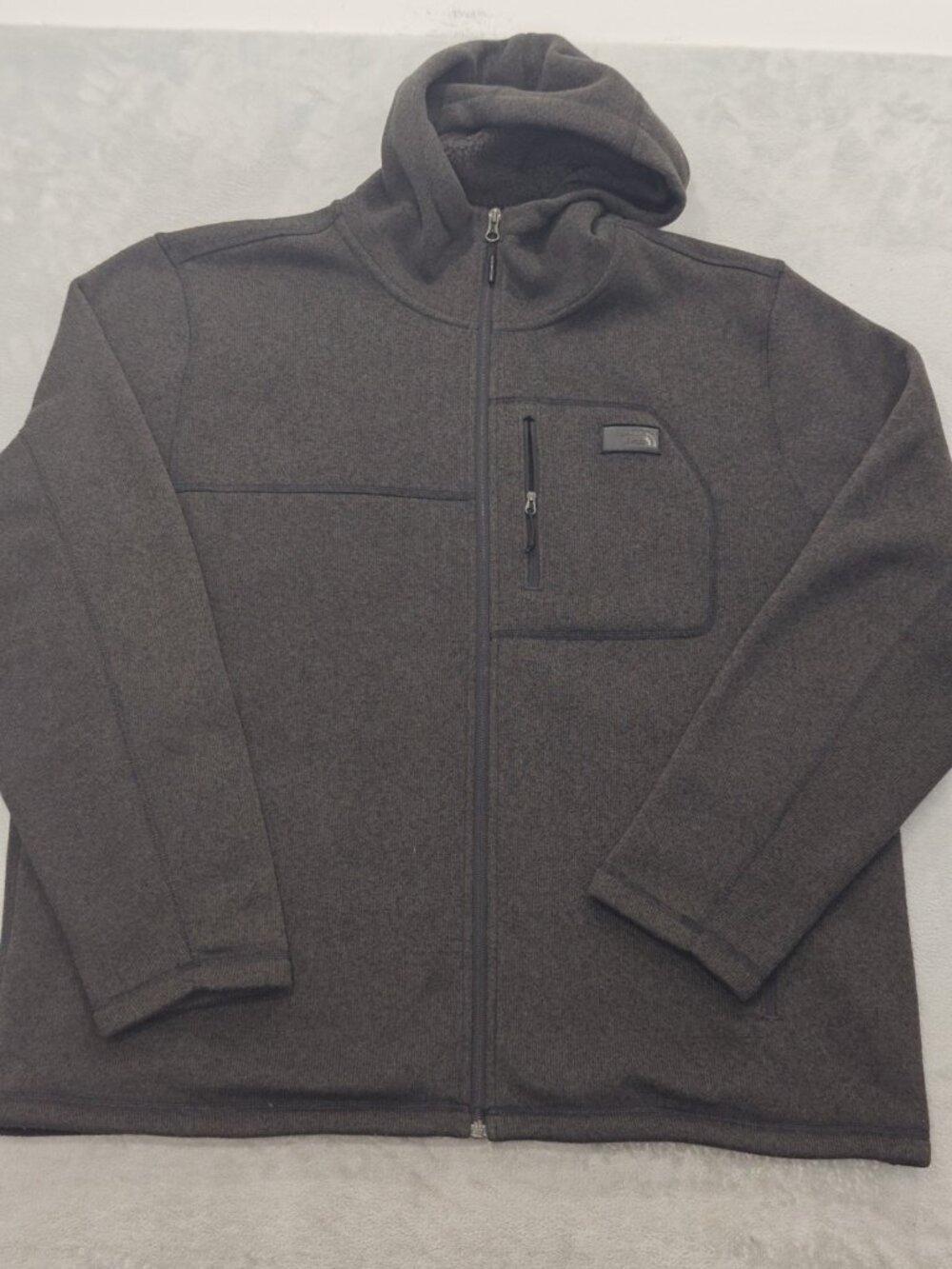 The North Face Men’s XXLarge Full Zip Hooded Knit Jacket Dark Gray